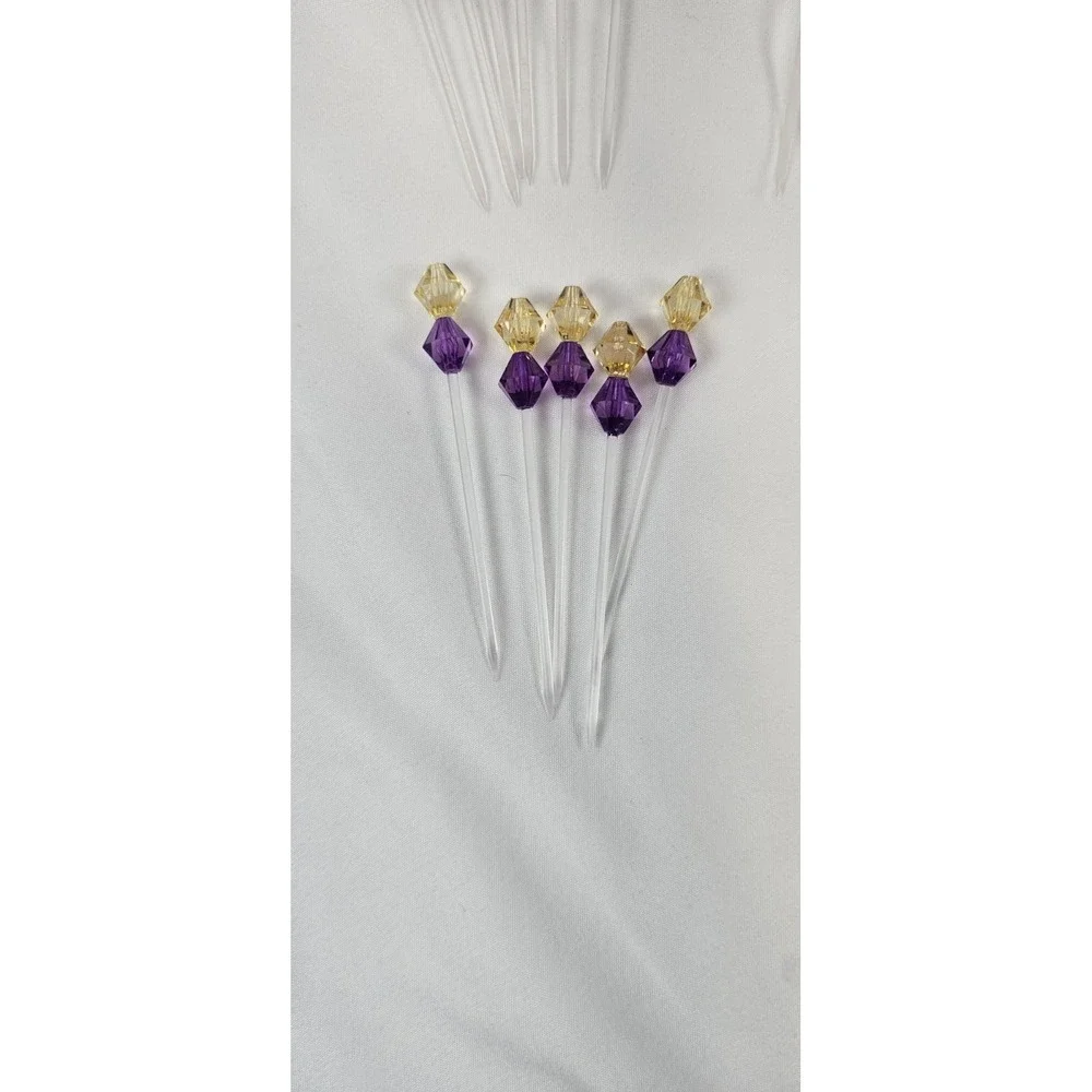 Plastic Cocktail Picks Set Colored Beaded Drink Appetizer‎ Sticks Lot
